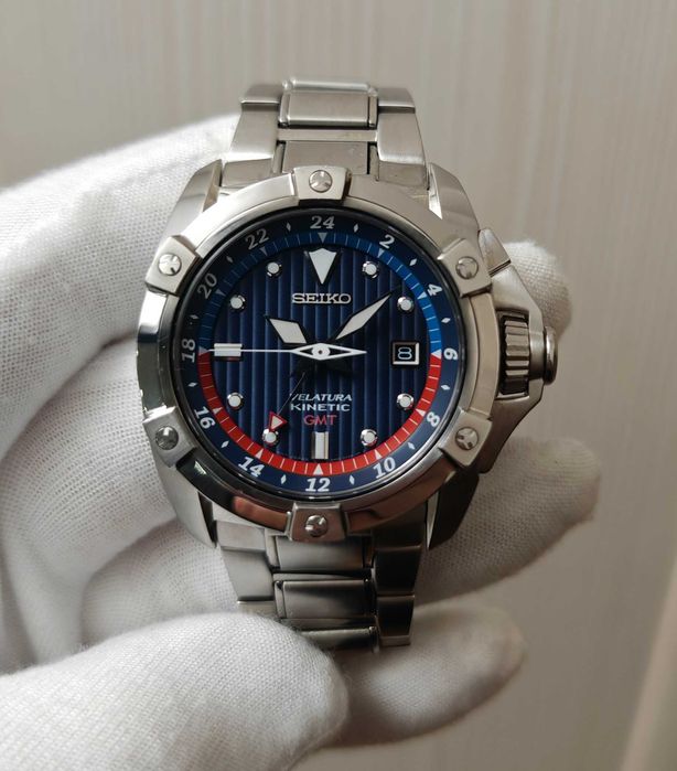 Чоловічий годинник Seiko Velatura Blue SUN011P1 Kinetic Sapphire GMT