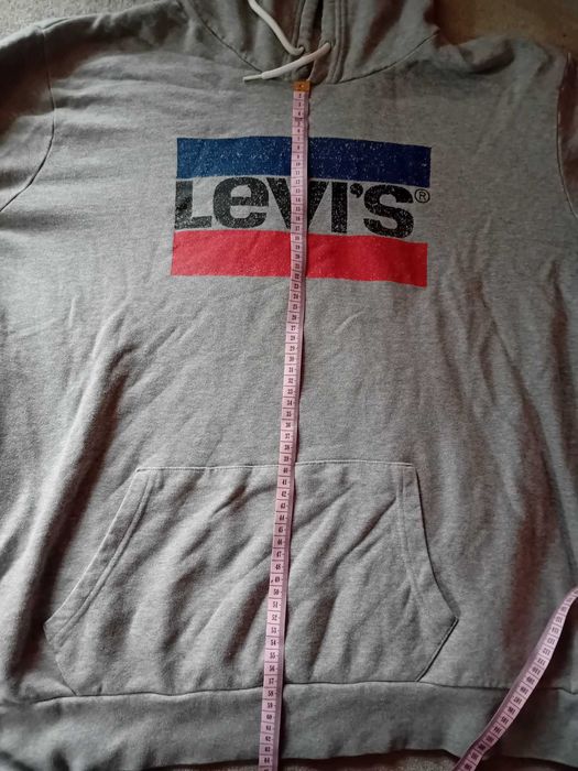 Oryginalna szara bluza z kapturem LEVI'S Graphic Hoodie XL kangurka