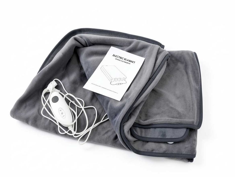 V098 Koc Elektryczny Maty Grzewczej Heizdecke EU-HB2410 Flanelowy Szary 130x160cm 160W Z Pilotem 6 Poziomów Grzania Timer 9H