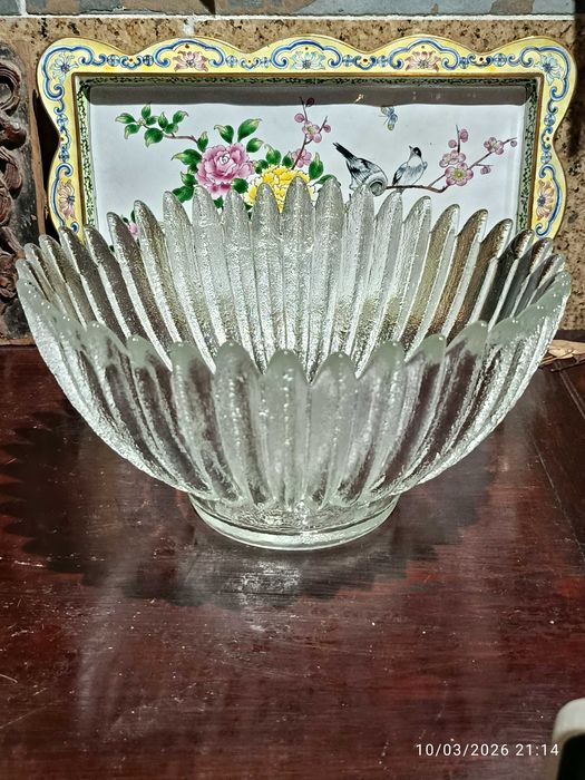 Fruteiro taça Cristal Antigo 23,5 cm diâmetro