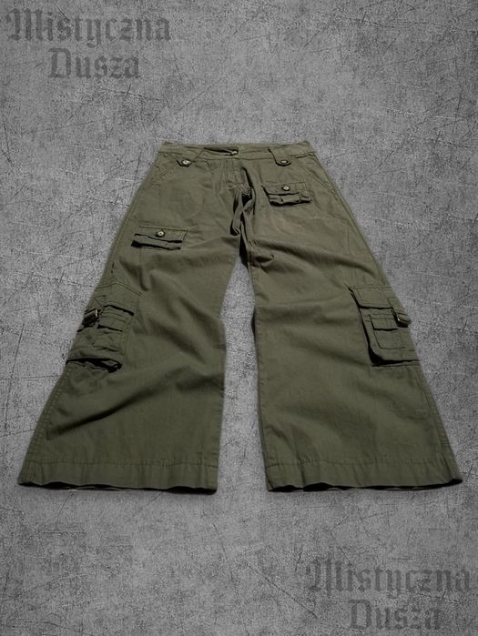 Spodnie 7/8 szorty cargo baggy bojówki biodrówki bawełniane khaki y2k 2000 SWAG Skate alternative avant garde