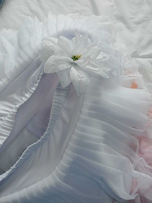 Saia de Tule "Ballet" Branca – TAM S (160) – NOVA c/ Flor