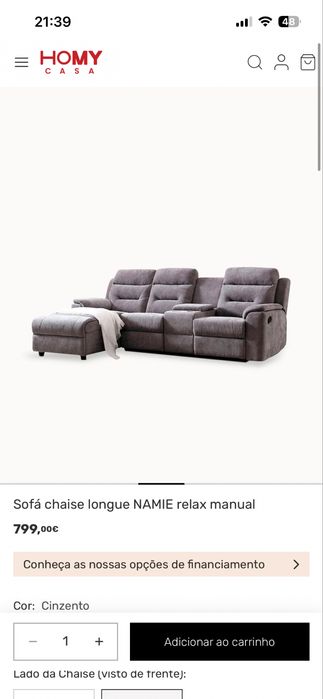 Sofa chaise longue NAMIE relax manual