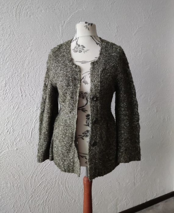 Ciepły zielony kardigan 42 XL Papaya sweter damski