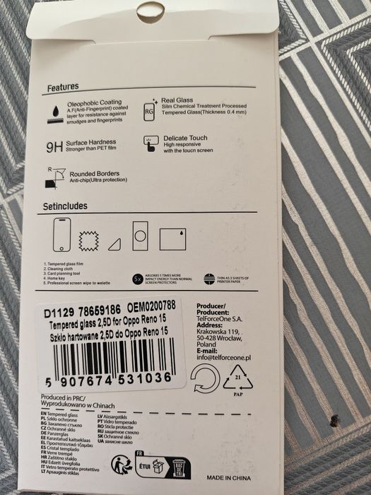 Szkło hartowane Oppo Reno 15