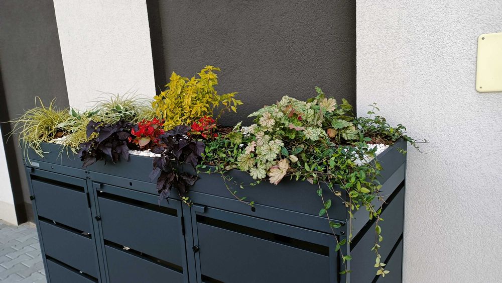 Zabudowa Obudowa Kosza na Śmieci Wiata Śmietnikowa z Kwietnikiem