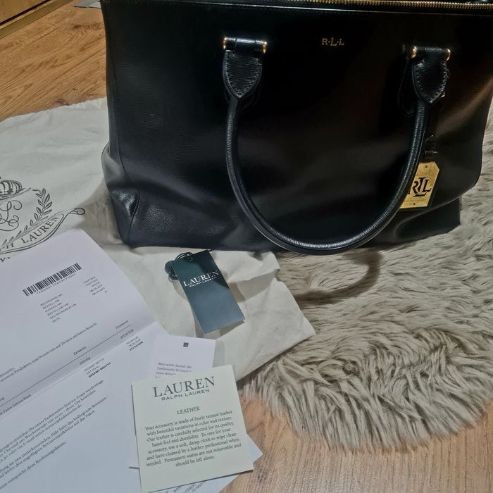 Ralph Lauren duża torba torebka douple zipper satchel saffiano