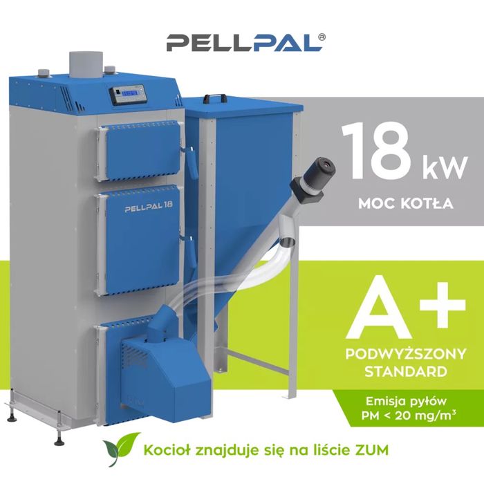 Kocioł 18 kW Pellpal 5 klasa ecodesign na Pellet do 220 m2 dotacja