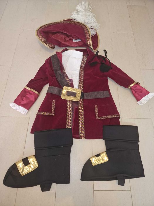 Fato carnaval ou halloween Disney Hook Capitão Gancho 4 anos