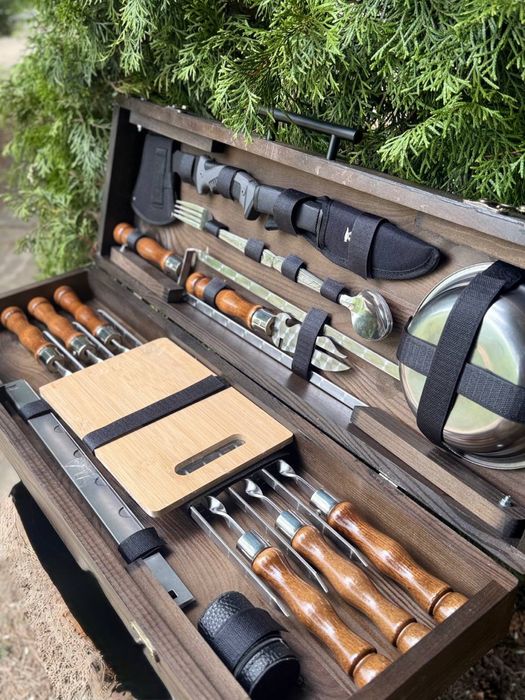 Подарочный набор шампуров в кейсе чемодане мужу, другу начальнику