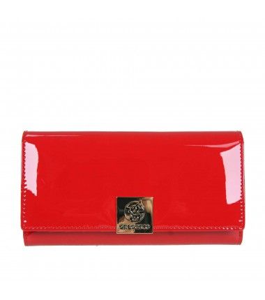 Duży portfel damski skórzany GREGORIO czerwony lakier
