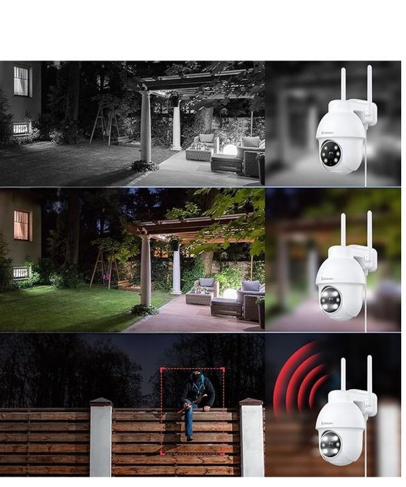 2x Kamera zewnętrzna 360° Biała 2K IP65 PTZ Alarm Śledzenie Galayou Y4