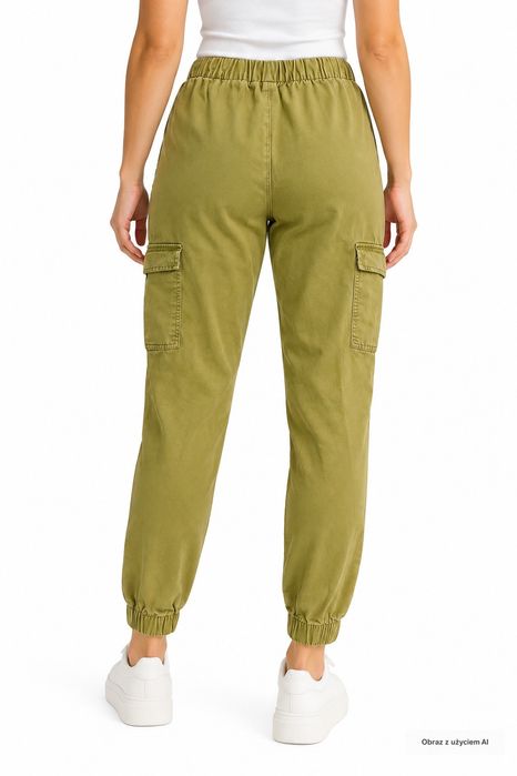 Spodnie cargo zielone z kieszeniami streetwear S