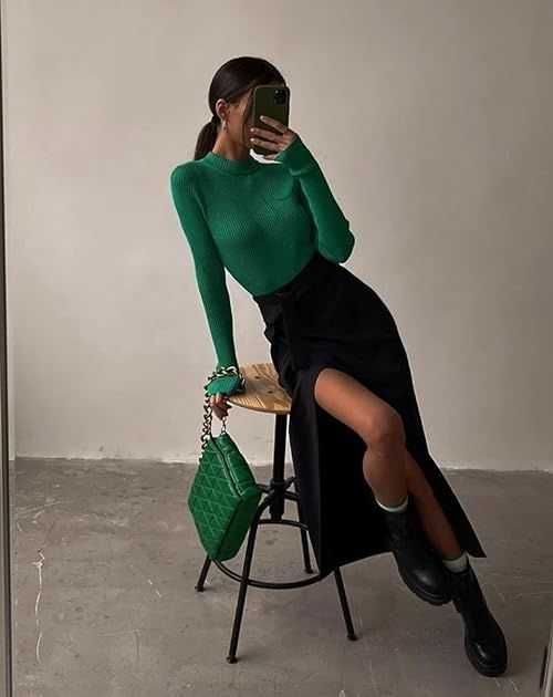 Трикотожна чорна пряма максі спідниця бавовна р. L - М Otantik Україна