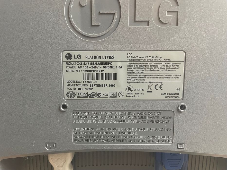 Monitor LG flatron L1715S