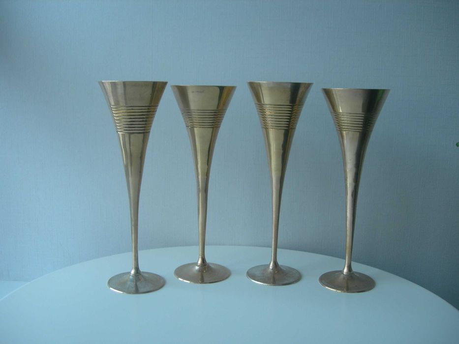 Бокалы, бронза, Англия, большие, h 24 см, 4 шт