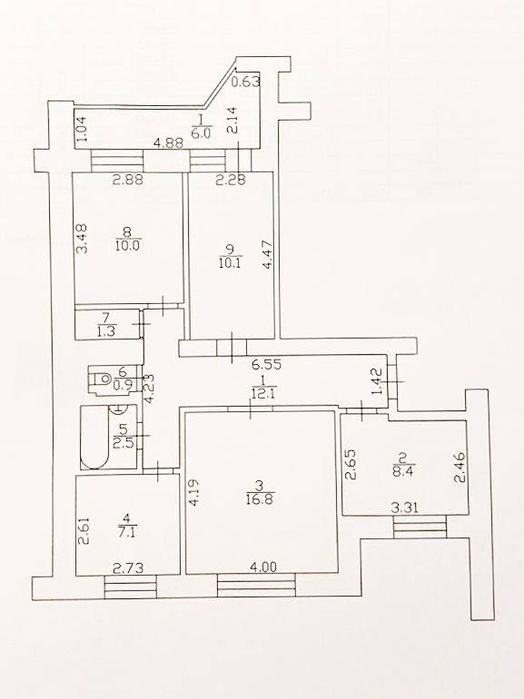 3 поверх 80м2 4 кімнати лоджія. Мазепи 20, Проспект Перемоги.