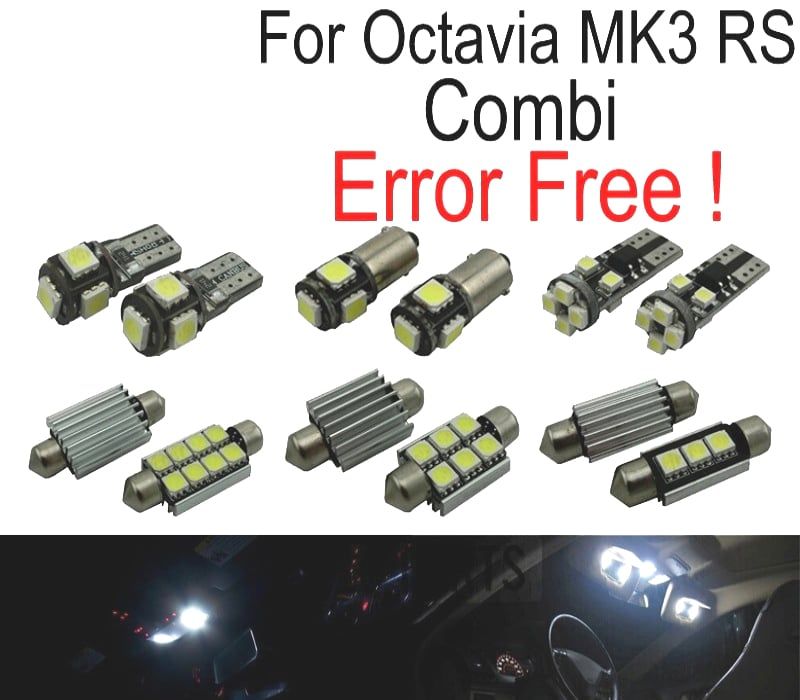 KIT COMPLETO 13 LAMPADAS LED INTERIOR PARA SKODA OCTAVIA 3 MK III RS COMBI 5E5 13-