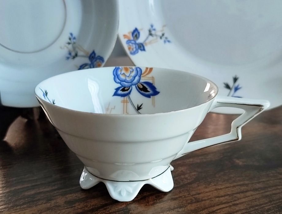 Trio, zestaw śniadaniowy, filiżanka, Schwarzenhammer Bavaria, 1910-23