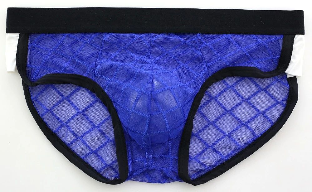Męskie przeźroczyste siateczkowe slipy w romby - L