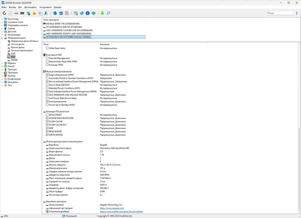 Портативний диск зовнішній ST1000LM024 HN-M101MBB (1Тб) USB 3.0