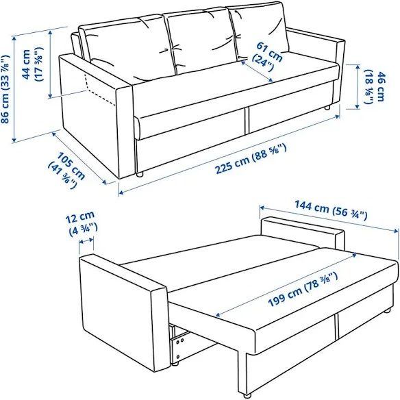 Sofá-cama 3 lugares IKEA