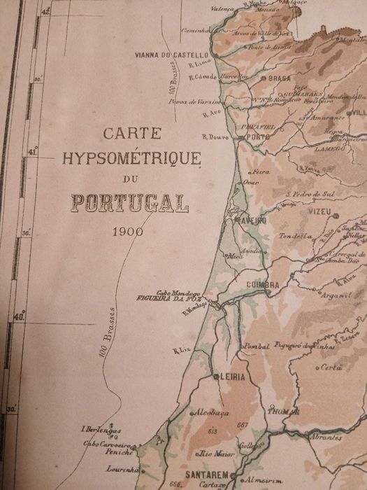 Mapa Portugal - Carte Hypsométrique du Portugal 1900