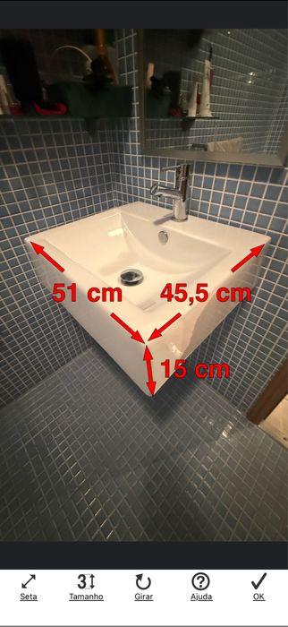 Lavatorio com torneira (as medidas estao na foto)
