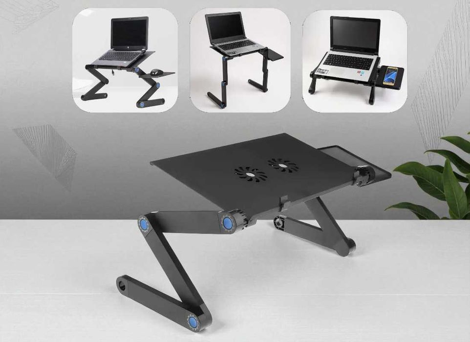 Столик для ноутбука Laptop Table T8 з двома кулерами для охолодження
