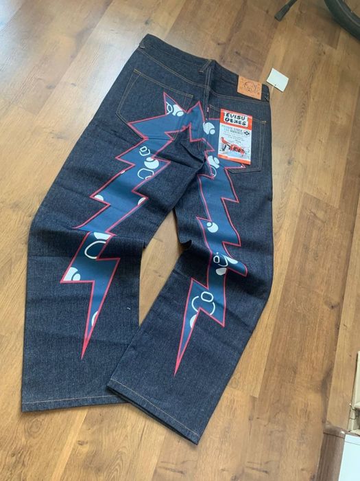 джинсы evisu, хорошая плотная ткань baggy