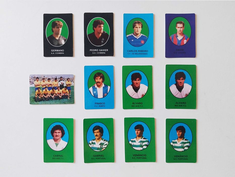 12 mini-calendários (10 diferentes) JOGADORES E EQUIPAS DE FUTEBOL (1987) | lote ou venda avulso