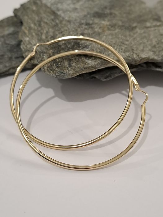 Złote kolczyki Koła Gładkie Pr.585 Nowe 5 cm