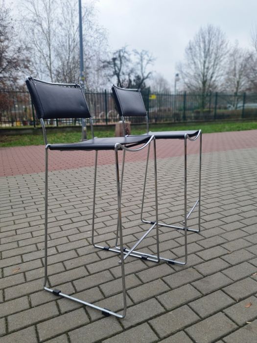 Hoker skórzany,Bauhaus,proj.Giandomenico Belotti,Wochy lata 80,vintage