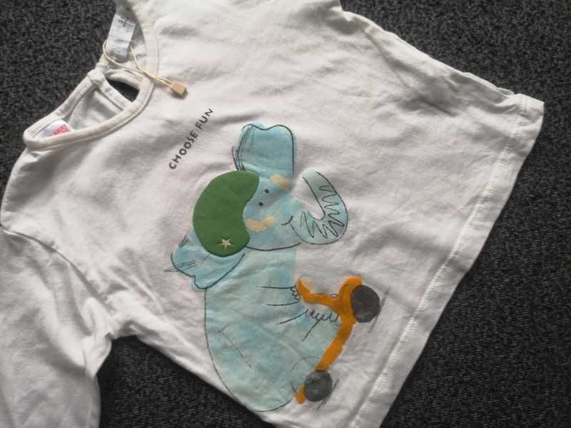 Zara bluzka nowa słonik r. 68cm 3-6m