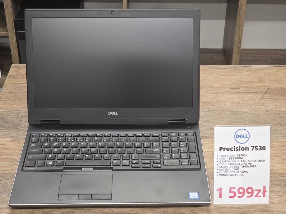 Laptop DELL Precision 7530 i7-8750H/16GB/512GB/QUADRO P2000 gwarancja