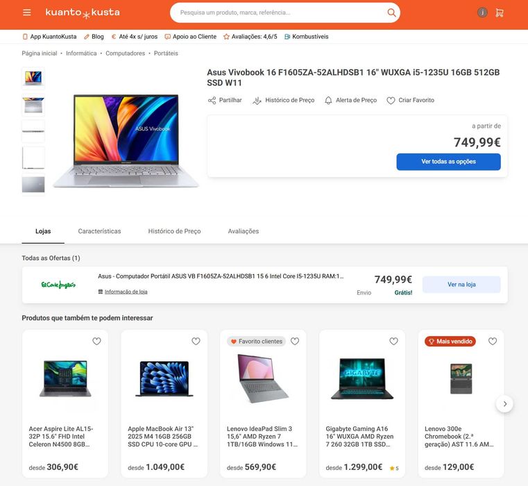 Portátil Asus VivoBook - i5 12 gen - 16gb - 512gb