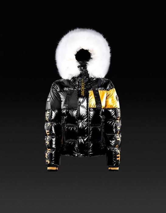 Пуховик JACK1T чорно-золотий з хутром M L