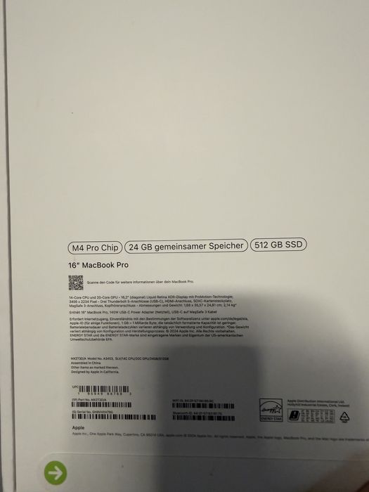 Apple MacBook Pro 16" Silver M4 Pro 24/512 14CPU 20GPU (MX2T3)