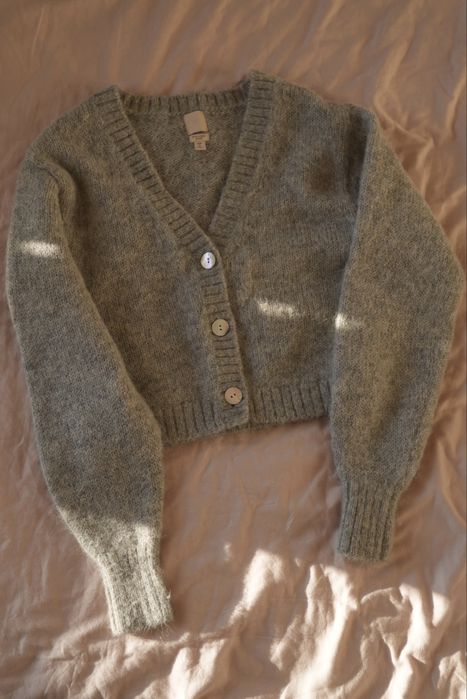 Шерстяний кардиган вінтажний сірий, альпака кофта H&M