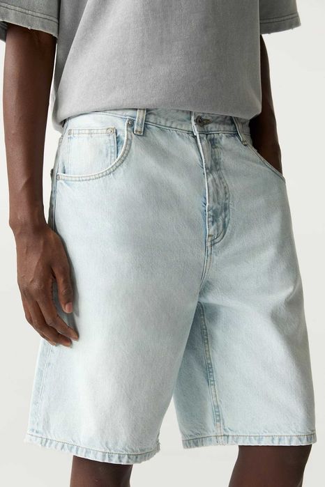 Шорти PULL&BEAR Baggy Fit (S) Чоловічі Широкі Блакитні Сині Джинсові Скейтерські На Літо Нові
