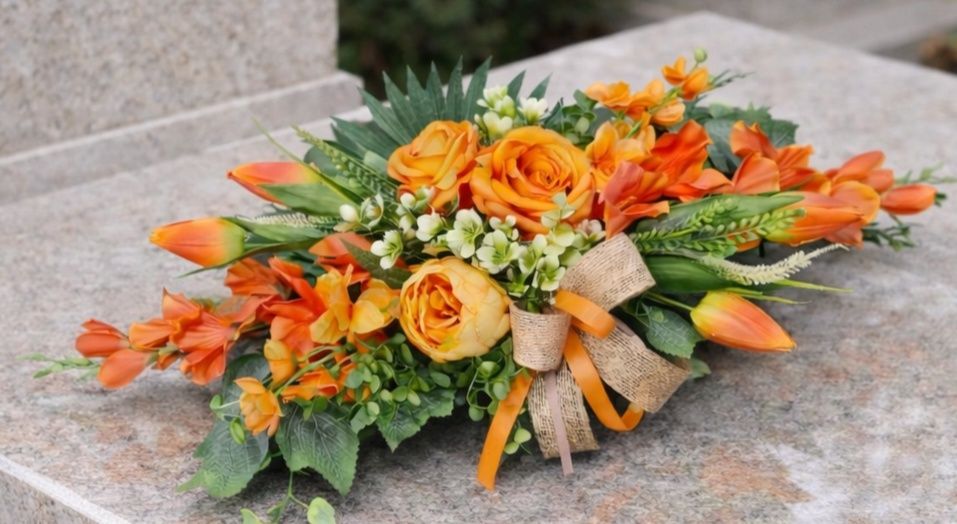 Stroik kompozycja kwiatowa na grób wiosenna WG135