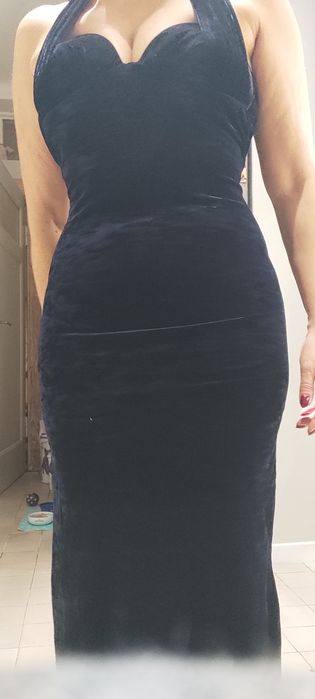Wieczorowa, długa ,welurowa sukienka