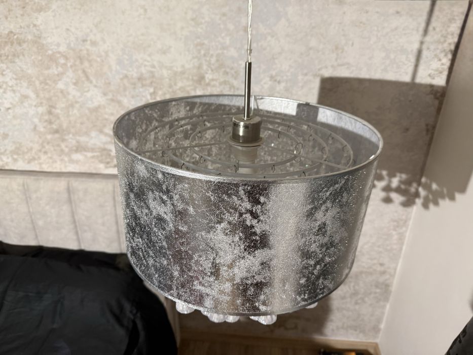 Lampa sufitowa wisząca srebrna