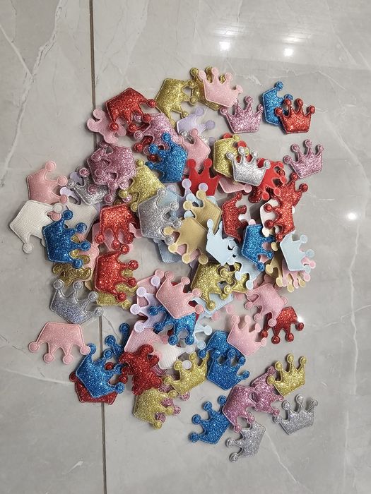 Półfabrykanty do rekodziela handmade aplikacja korona brokat