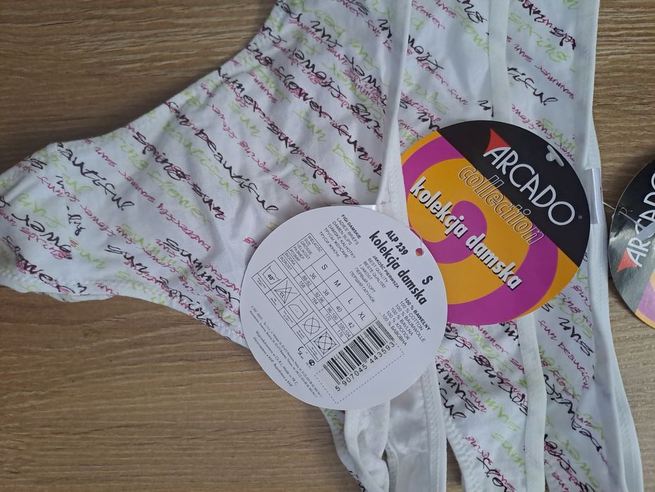 3x Stringi damskie Atlantic, rozmiar S, bawełna