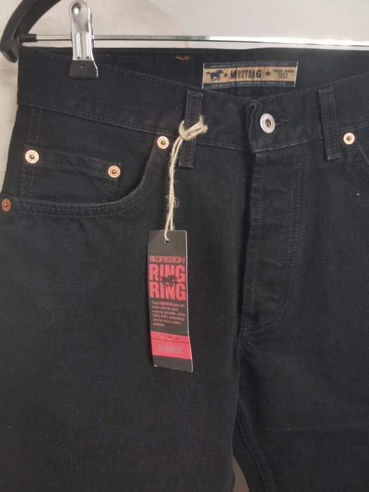 Nowe czarne męskie spodnie jeans Mustang