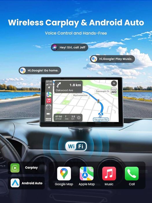 Bezprzewodowy Ekran Carplay & Android Auto Jzones 9" z Kamerą 4K