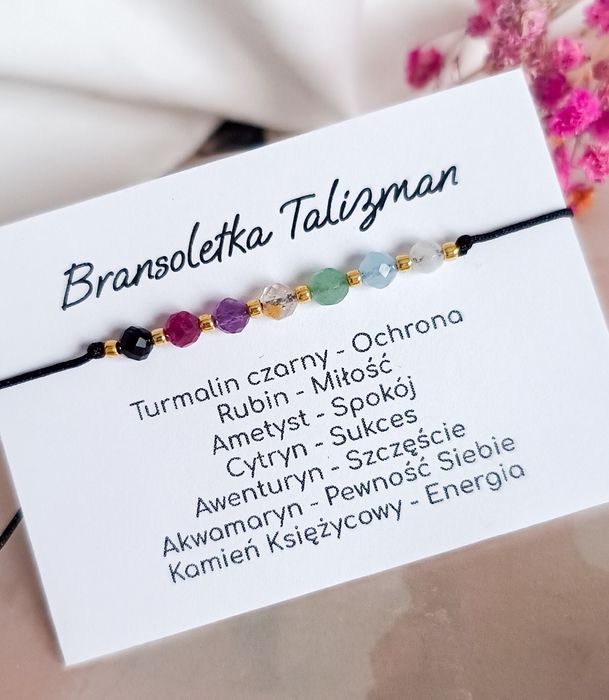 Bransoletka z kamieni naturalnych talizman mix minerałów turmalin