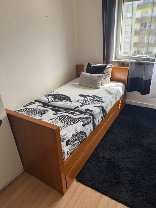 cama de solteiro com gavetão e colchão