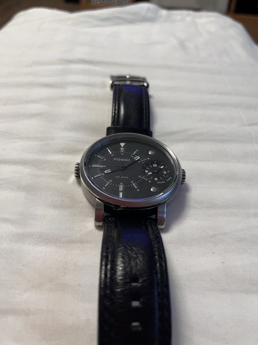 Piękny zegarek męski Dual time , Fossil, szerokość koperty 51 mm